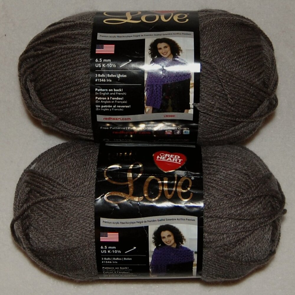 Same Dye Lot of 2, Red Heart with Love Yarn, Pewter Gray - Picture 2 of 4
